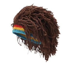 1Pc Reggae Jamaican Rasta Hat Dreadlocks Wig Caribbean Beret Cap Beret Dress Apparel Accessories Fashion Style New (Option: Brown-56to60cm)